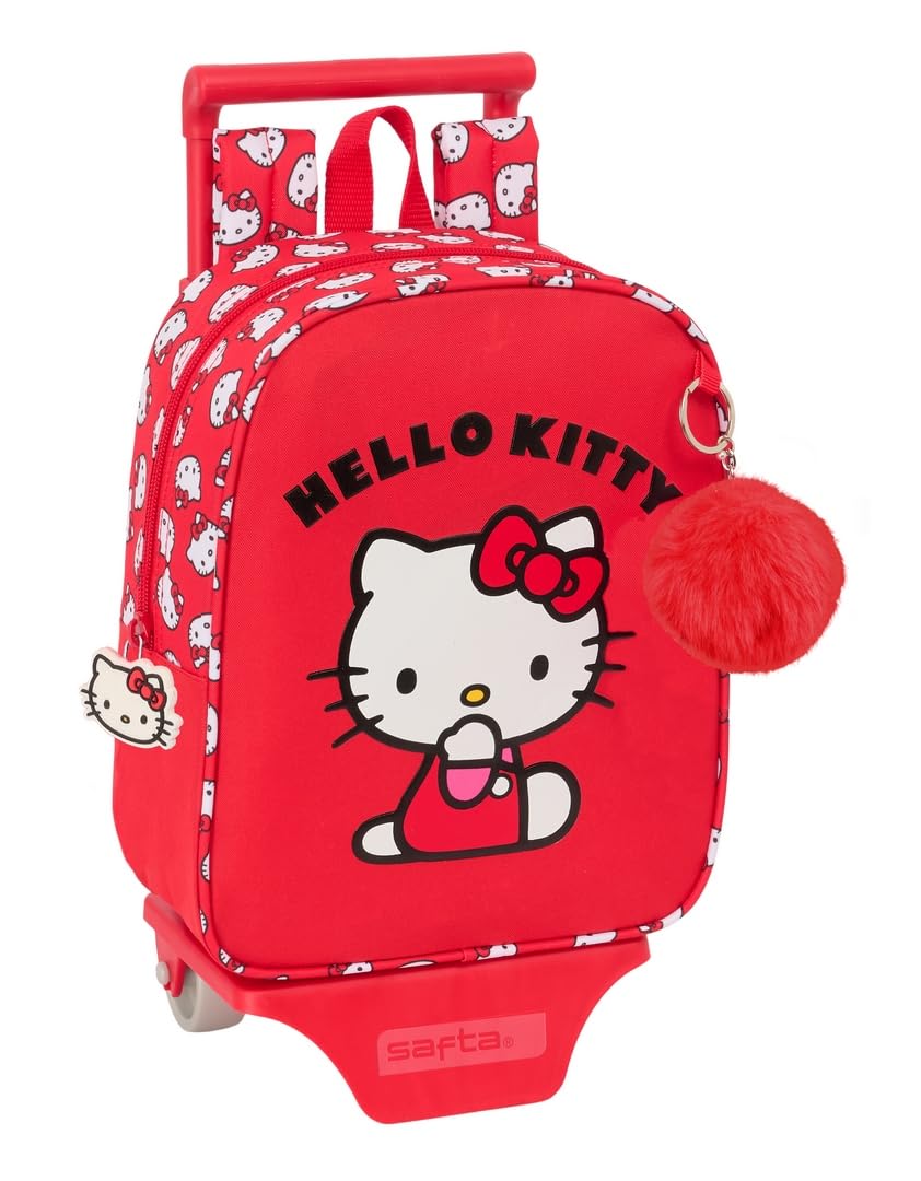 SAFTA HELLO KITTY Nursery Backpack Red/White, Comfortable and Versatile per Bambini di Tutte Le Età, Qualità e Durabilit