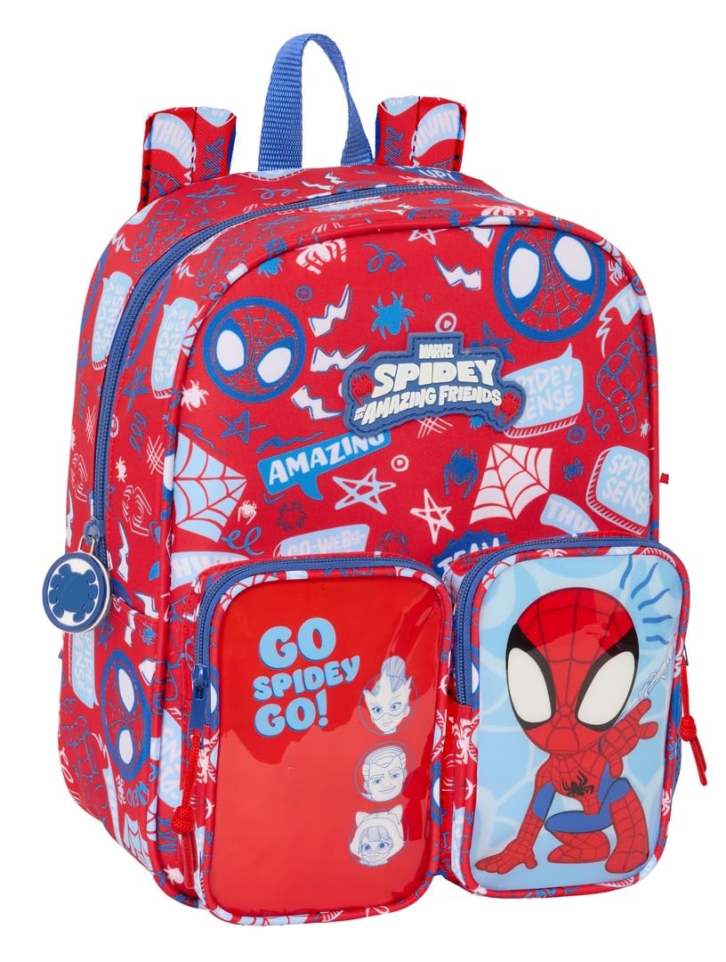 SAFTA SPIDEY RESCUE Nursery Backpack Adaptable Cart Easy Clean Red/Blue M